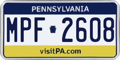 PA license plate MPF2608