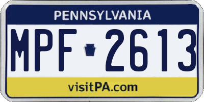 PA license plate MPF2613