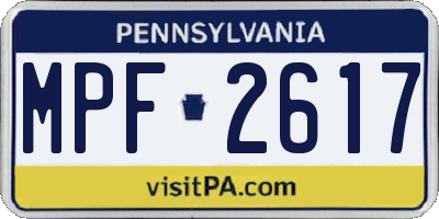 PA license plate MPF2617