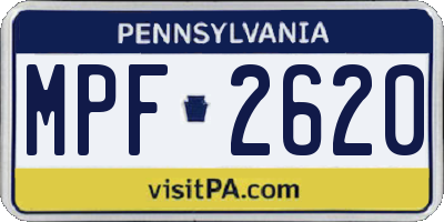PA license plate MPF2620