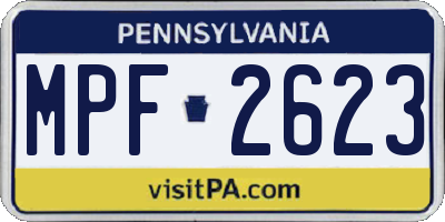 PA license plate MPF2623
