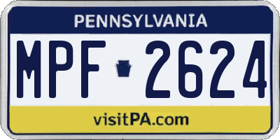 PA license plate MPF2624