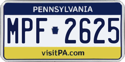PA license plate MPF2625