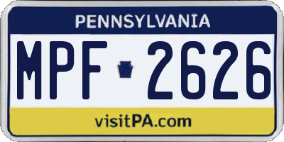PA license plate MPF2626