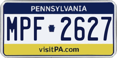 PA license plate MPF2627