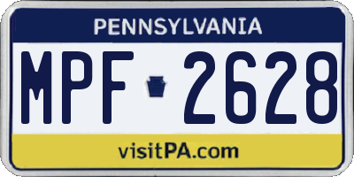 PA license plate MPF2628