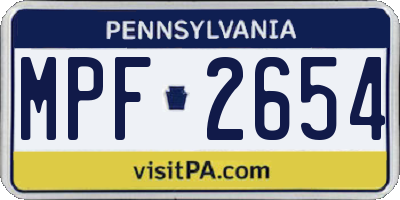 PA license plate MPF2654