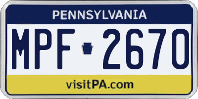 PA license plate MPF2670