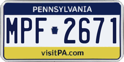 PA license plate MPF2671