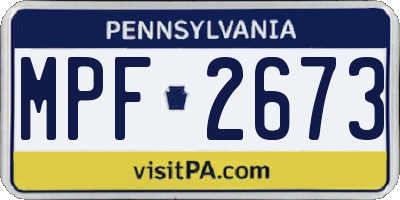 PA license plate MPF2673