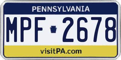 PA license plate MPF2678