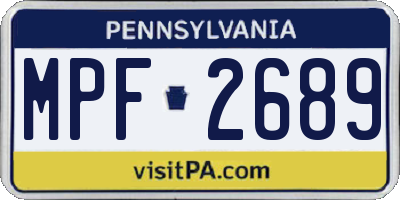 PA license plate MPF2689