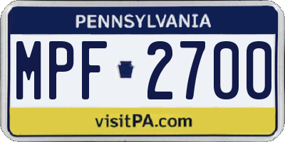 PA license plate MPF2700