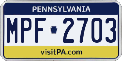 PA license plate MPF2703