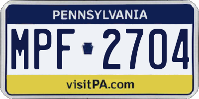 PA license plate MPF2704