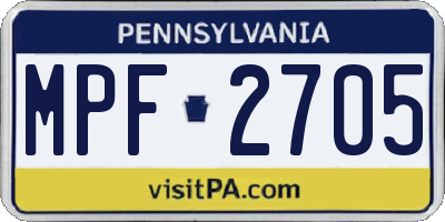PA license plate MPF2705