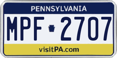 PA license plate MPF2707