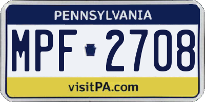PA license plate MPF2708