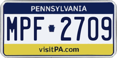 PA license plate MPF2709
