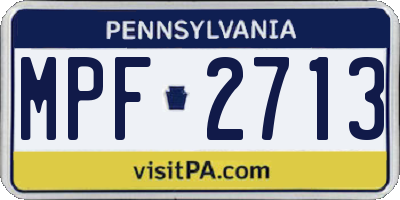 PA license plate MPF2713