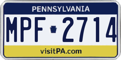 PA license plate MPF2714