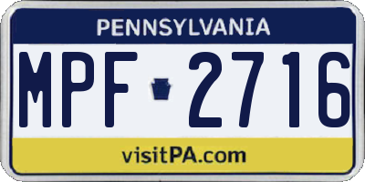 PA license plate MPF2716