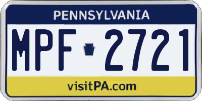 PA license plate MPF2721