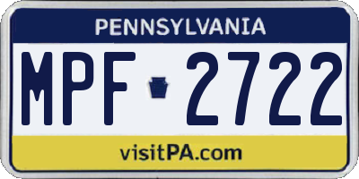 PA license plate MPF2722