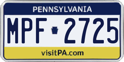 PA license plate MPF2725