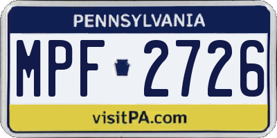 PA license plate MPF2726
