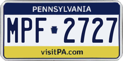 PA license plate MPF2727