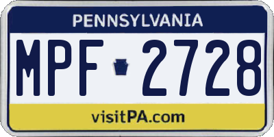 PA license plate MPF2728