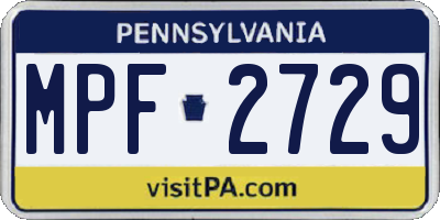 PA license plate MPF2729