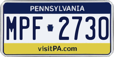 PA license plate MPF2730