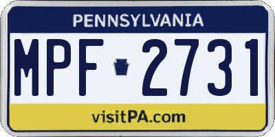 PA license plate MPF2731
