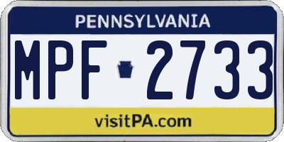 PA license plate MPF2733