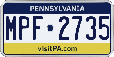 PA license plate MPF2735