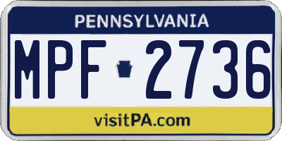 PA license plate MPF2736