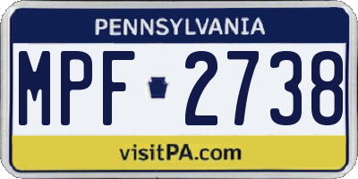 PA license plate MPF2738