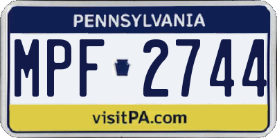 PA license plate MPF2744