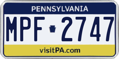 PA license plate MPF2747