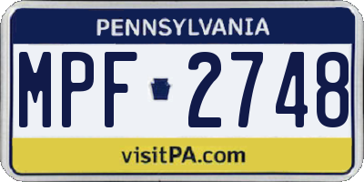 PA license plate MPF2748