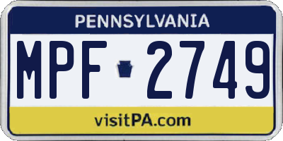 PA license plate MPF2749