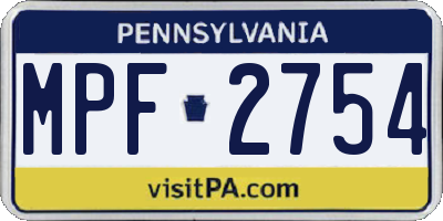 PA license plate MPF2754