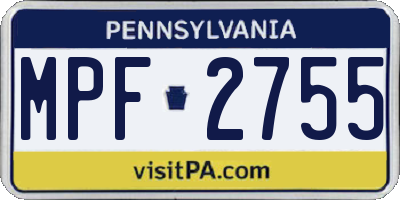 PA license plate MPF2755