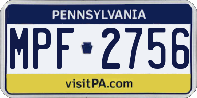 PA license plate MPF2756