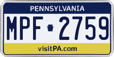 PA license plate MPF2759
