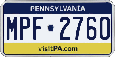 PA license plate MPF2760