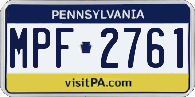 PA license plate MPF2761