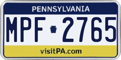 PA license plate MPF2765